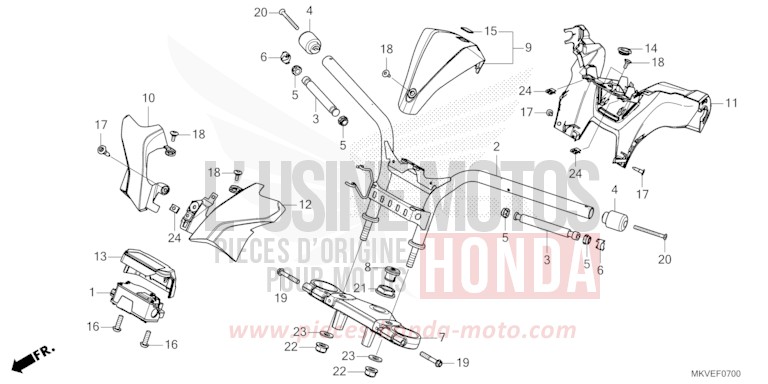 HANDLE PIPE/TOP BRIDGE/HANDLE COVER for Forza 750 IRIDIUM GRAY METALLIC (NHC65) from 2025